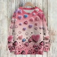thumbnail image 2 of Nokdvo Women’s Sweatshirts Fashion 2025 Valentines Heart Graphic Crewneck Pullover Top Fall Winter Casual Knitted Loose Fit Pullover Sweaters,Pink S, 2 of 4