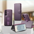 thumbnail image 2 of Detachable Wallet Case for Samsung Galaxy S25 with RFID Blocking Card Holder, Premium PU Leather Magnetic Stand Shockproof Removable Flip Protective Cover with Wristband, Purple, 2 of 14