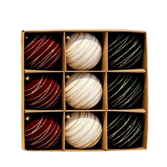 Leodye 9 PCS Christmas Hanging Ball Ornaments, Festive Baubles for Christmas Tree Indoor Holiday Scene Arrangement -3.15IN
