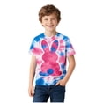 thumbnail image 3 of Girl's Graphic T-Shirt Tie Dye Bunny Silhouette Print Short Sleeve Crew Neck Top Kids Spring Festival Casual Playwear Outfits for Teen, 3 of 5
