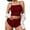 Wine Red, variant on Sexyfree Ribbed Pajamas Set for Women Sexy Cami with Side Slit Shorts Sleepwear Lingerie 2 Piece Pjs Nightwear