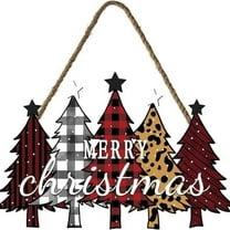 Christmas Door Sign Christmas Tree Hanging Sign Rustic Wooden Plaque Farmhouse Style Holiday Wall Decor with Rope as shown One Size