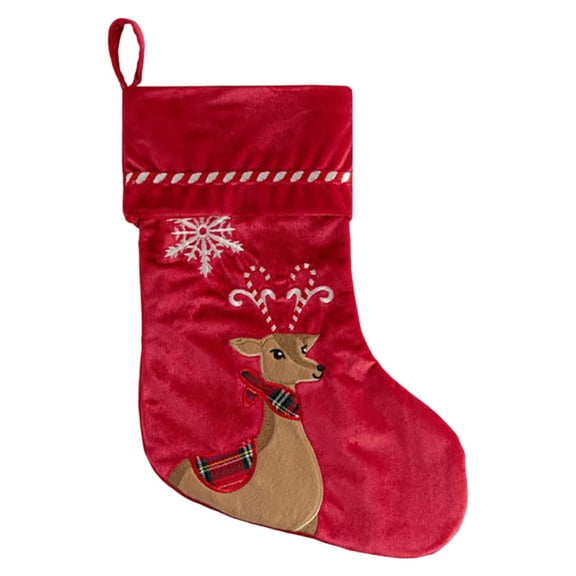 Christmas Stockings Set - Classic Red White 18 Inch Stockings with Snowflake Deer Design for Fireplace Mantle Family Holiday Decor