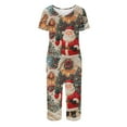 thumbnail image 5 of Lorytime Women Pjs Sets Christmas Santa Claus Short Sleeved Crew Neck Button Down Shirt Capri Pants Cozy Winter Sleepwear, 5 of 5
