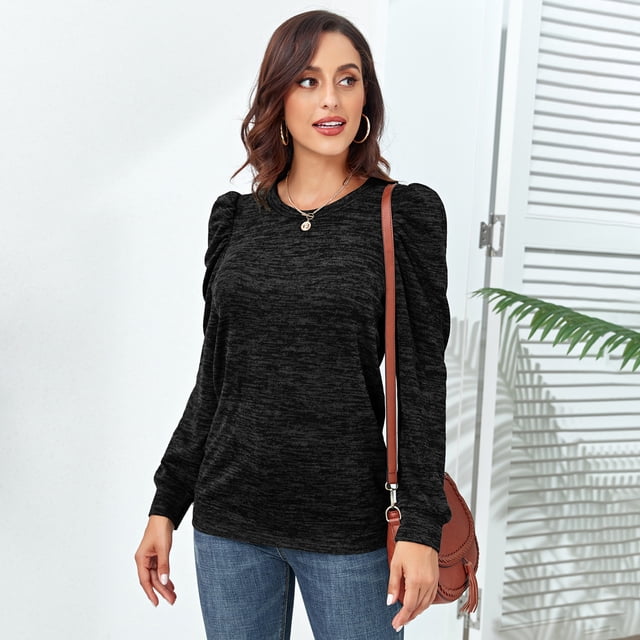 Sudadera con cuello Redondo NikouMX para mujer Jersey de manga Abullonada S M L XL 2XL