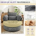 thumbnail image 3 of FFH Swivel Accent Chair, Comfy Chenille Barrel Swivel Chair for Living Room, Metal Base, Gray, 3 of 8