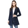 thumbnail image 3 of Chaqueta Vaquera Allegra K Larga con Cinturón y Solapa Azul oscuro XS, 3 of 6