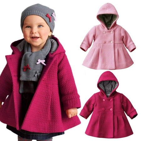BOBORA Toddler Baby Girls Kids Winter Hooded Coat Button Outerwear Jacket (Best Winter Coats For Toddlers 2019)