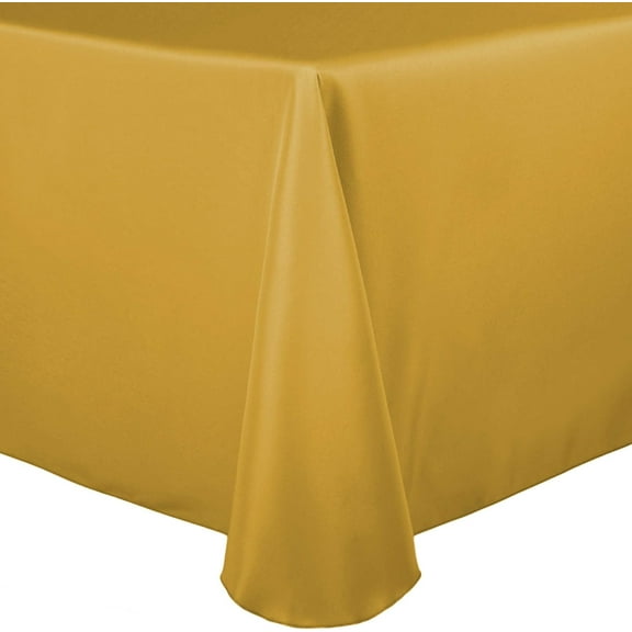 YANGZIYUE -2 Pack- 108 x 132-Inch Oval Polyester Linen Tablecloth, Gold
