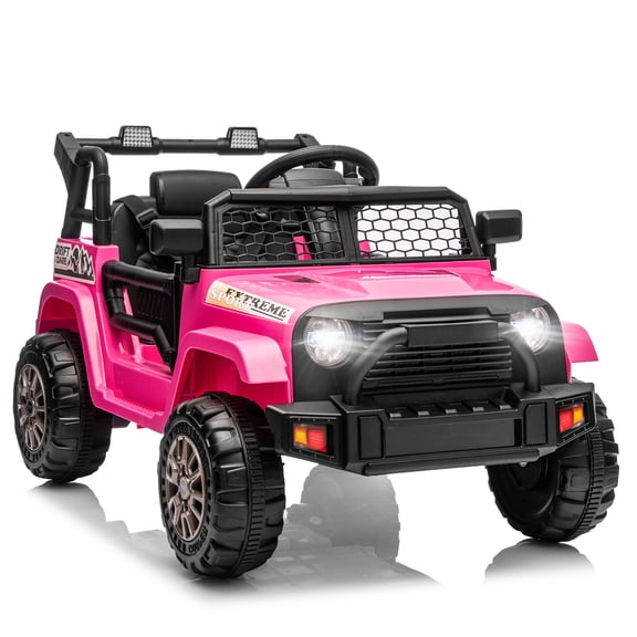 Ktaxon 12V Kids Electric Ride on Car, Battery Powered Ride on Toys Truck with Remote Control, Electric Car for Kids w/Bluetooth & Lights, Pink