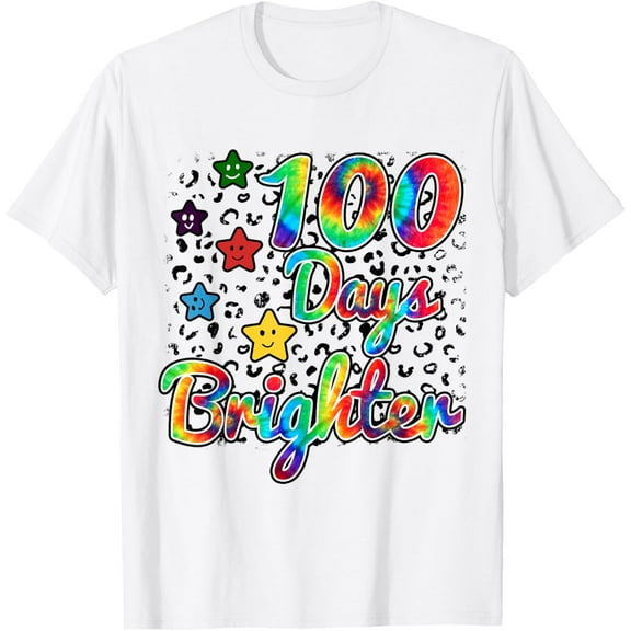 Tie Dye 100 Days Brighter Student Happy 100th Day Of School T-Shirt Shirts