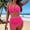 B_ Hot Pink, variant on Women's Summer High‑Waist Minimalist Solid Bikini Set Wire‑Free Padded Summer Pool Swimwear Red S