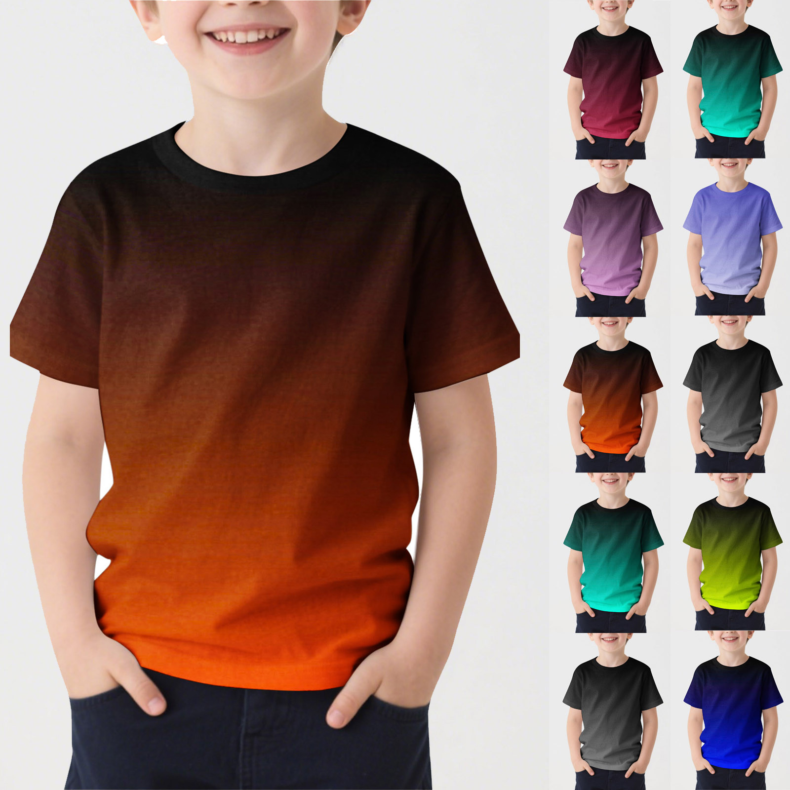 Sentuca Toddler Boys Clothes Short Sleeve Graphic Tees Summer Crew Neck Gradient T Shirts Size 4