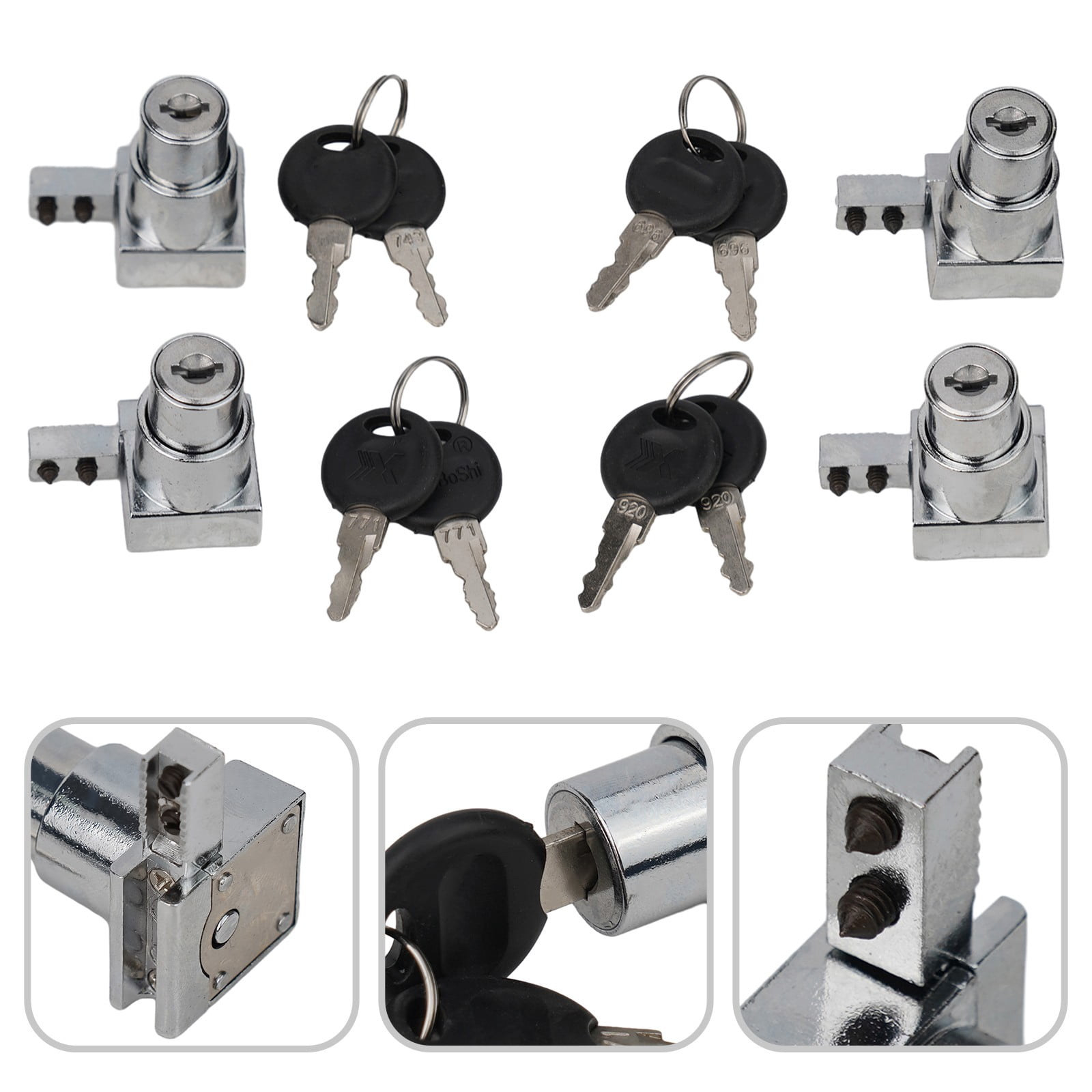 1/4X Showcase Sliding Glass Door Lock Set W / Key for Display Cabinet Terrarium