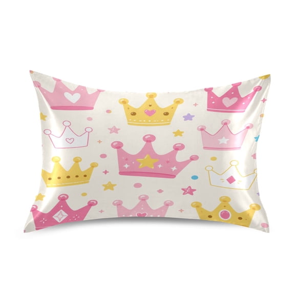 Pillowcase Satin Pillowcase 26x20in Pillow Case Satin Pillow Case Soft and Smooth Crown Pink Princess