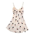 thumbnail image 1 of Gibobby Lencería sexy para mujer Día de San Valentín Pijamas seda sexy para mujer Pijamas camisola con estampado amor encaje con costuras moda(Blanco,XL), 1 of 3