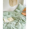 thumbnail image 3 of MOOWOO Sage Green Boho Bedding, Twin Tufted Tassel Fringe Farmhouse Duvet Cover,Boho Chic BeddingSolid Color,100% Washed Microfiber,Lightweight for All Season, 3 of 8