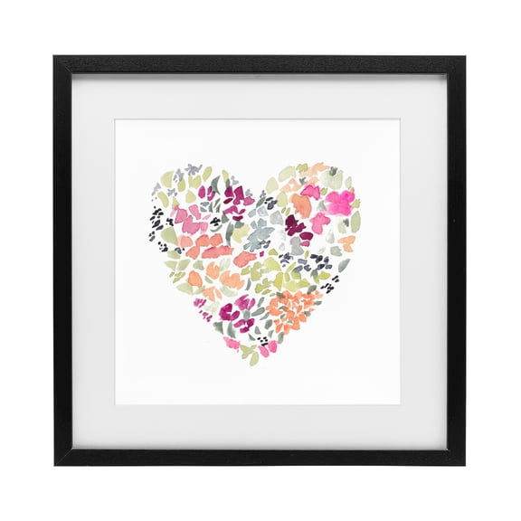 Stupell Industries Blooming Pastel Heart Black Framed Print Under Glass, design by Lanie Loreth