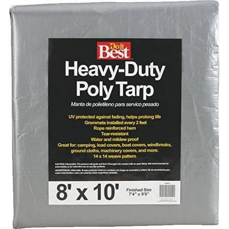 Do it Best 725610 Heavy-Duty Poly Tarpaulin, 8X10, Silver