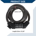thumbnail image 4 of Candado de bicicleta ajustable Unique Bargains, candado de cadena de bicicleta, candado de cable de bicicleta reiniciable de 5 dígitos, aleación de zinc, ABS, 133 cm, negro, 1 pieza, 4 of 6