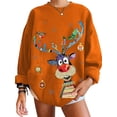 thumbnail image 3 of Bellella Sweat-Shirt de Noël pour Femmes Imprimé Élan Pull Col Rond Xmas Sweat-Shirts Décontractés Manches Longues Automne Orange L, 3 of 3