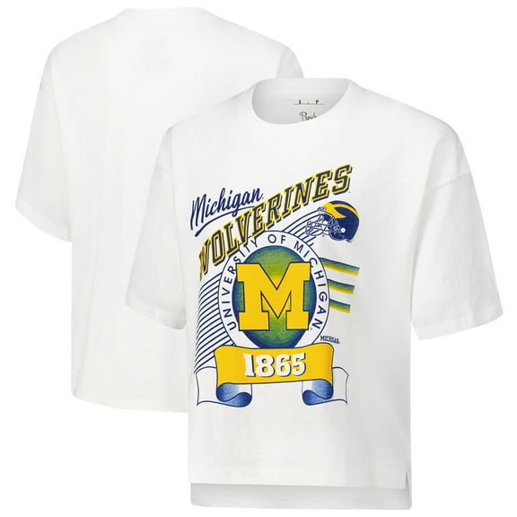 Women's Pressbox White Michigan Wolverines Rock & Roll Slub-T-Shirt