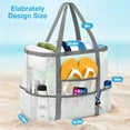thumbnail image 3 of Livhil Mesh Beach Bag Rope Handles, Mesh Tote Bag for Women Contains Wicker Oversized Beach Tote Bag with 9 Small Pockets (White), 3 of 7