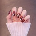 thumbnail image 3 of Uñas postizas HUOGUO Red Diamonds de larga duración, 24 unidades con pegamento, 3 of 5