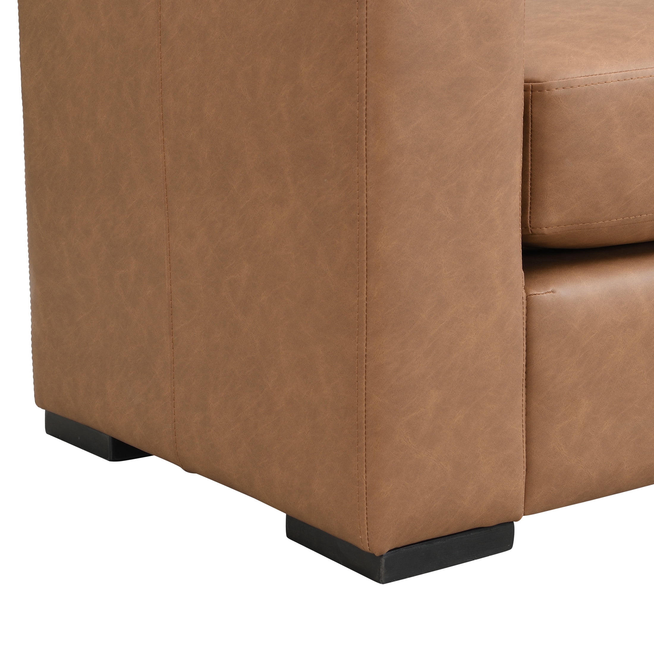 Christopher Knight Home 57.7" Rectangle Faux Leather Ottoman Bench with Armrests, Brown