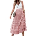 thumbnail image 1 of Gupgi Women Tutu Long Skirts Multilayer Solid Color High Waist Mesh Swing Cake Skirt, 1 of 8