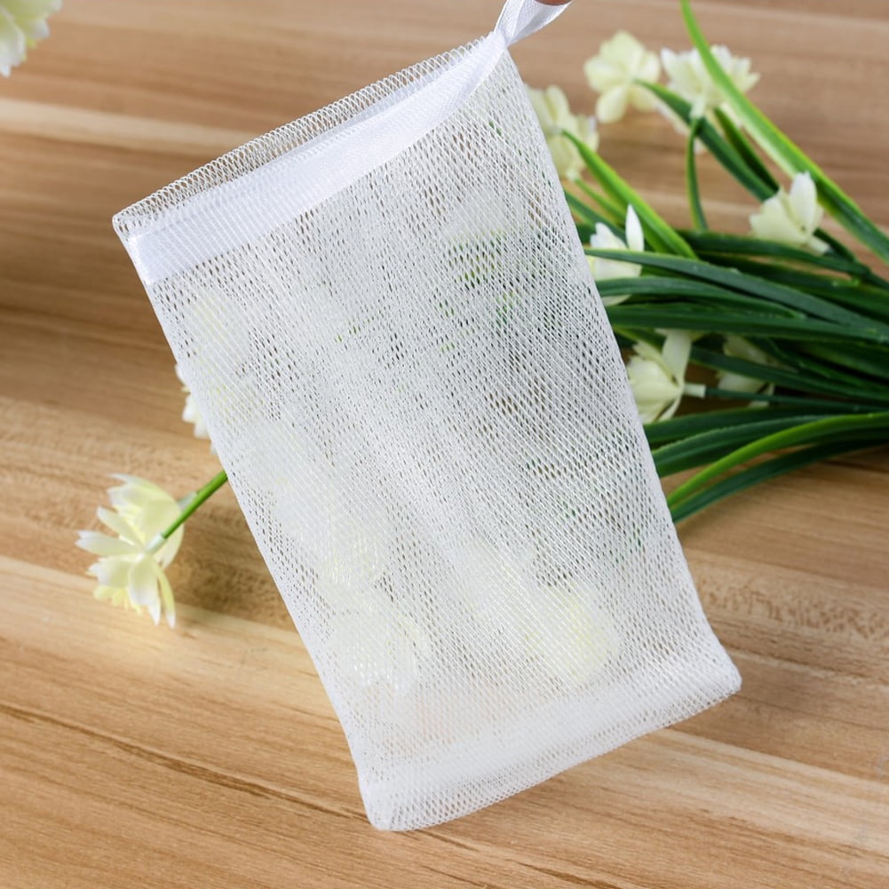 2 Stück Nylon Mesh Saver Bag Bubble Foam Net Bubble Netze Kordelzug Peelingbeutel 