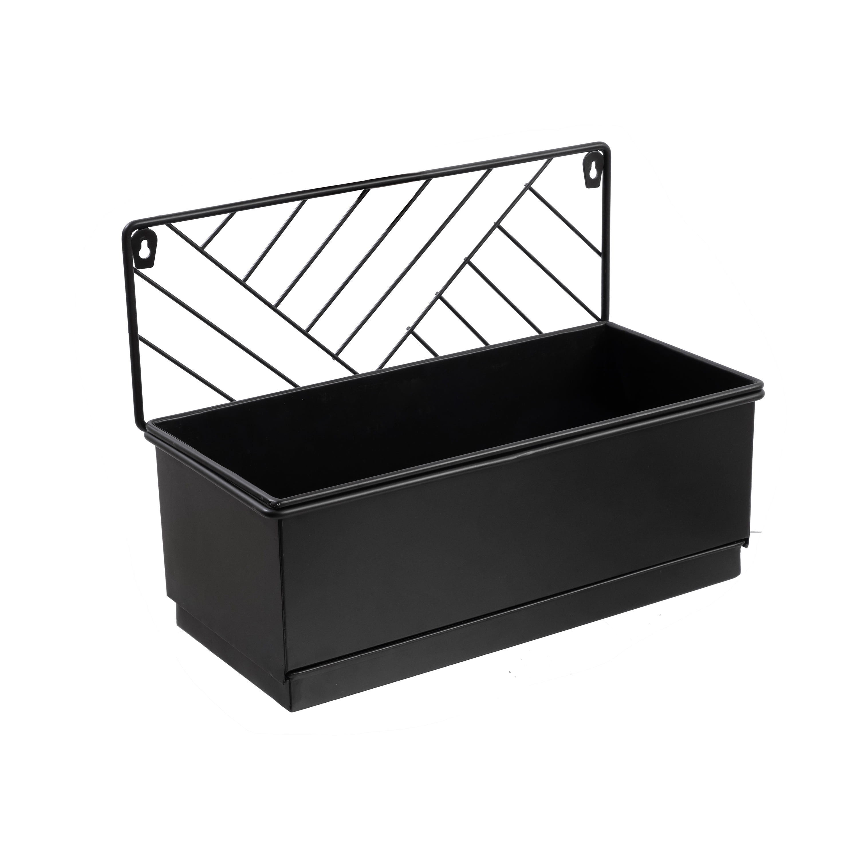 Mainstays Black Wall Hanging Planter with Removable Tray, 13.6 in L x 6.8 in W x 10 in H