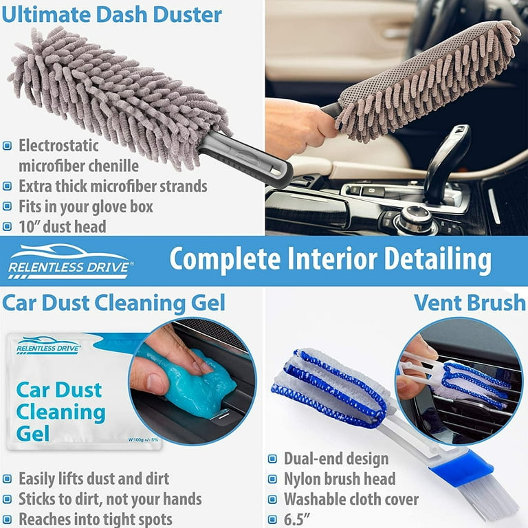 MateAuto Car Cleaning Kit Interior with Windshield Cleaning Tool, Car Care Supplies, Car Wash Kit for Dashboards, Air Vents, Windows, Bo