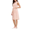 thumbnail image 4 of INSPIRE CHIC Women's Sleeveless Blazer Dress Collared Button Down Business Work A Line Dresses S Pink, 4 of 5
