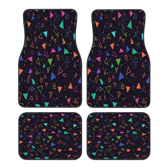 4-Piece Car Floor Mats Set, Colorful Geometric Crystal Velvet Automotive Front & Rear Floor Liners, Universal Fit for Car, Truck, SUV