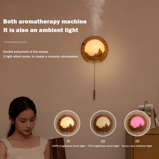 Difusor De Aroma Difusor de aroma montado en la pared Alimentado por USB con luz nocturna Difusor de fragancia para el hogar Kuymtek Para estrenar