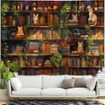 thumbnail image 5 of Plant Cat Bookshelf Tapestry Botanical Floral Flower Cats Book Tapestries Wall Hanging Vintage Library Extra Large Tapestry for Bedroom Living Room Dorm 60 x 40 inch, 5 of 6