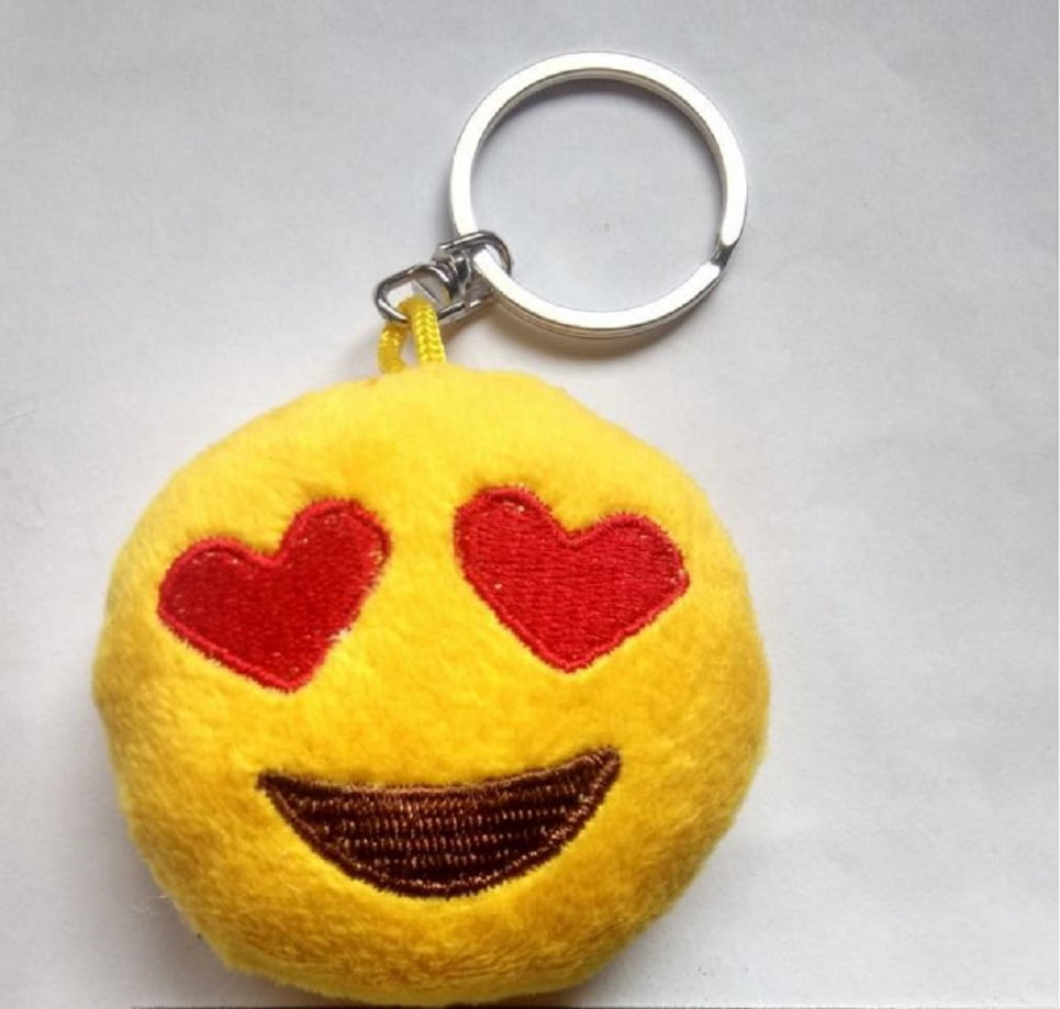 Cute Emoji iEmoji Emoticon Funny Toy Keychain Pocket Key Heart Eyes 