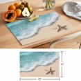 thumbnail image 6 of Beach Coastal Placemats Set of 8 Summer Nautical Starfish Aqua Beige Place Mats Indoor Wipeable Table Mats Washable Cloth Dining Table Placemats for Kitchen Holiday Party Home Decor 13x19 Inch, 6 of 9