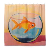 Yayeee Shower Curtain with Hooks 72"x72" Waterproof Fabric Bathroom Hanging Decor, Goldfish