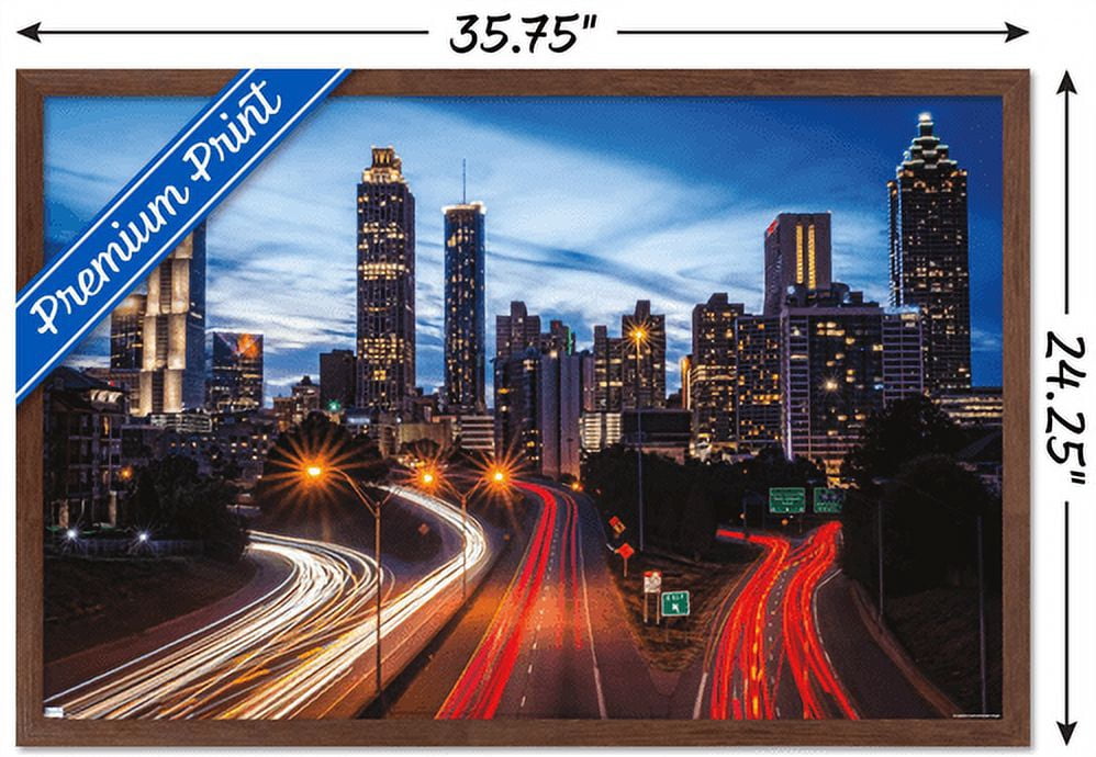 Cityscapes - Atlanta, Georgia Wall Poster, 22.375" x 34", Framed