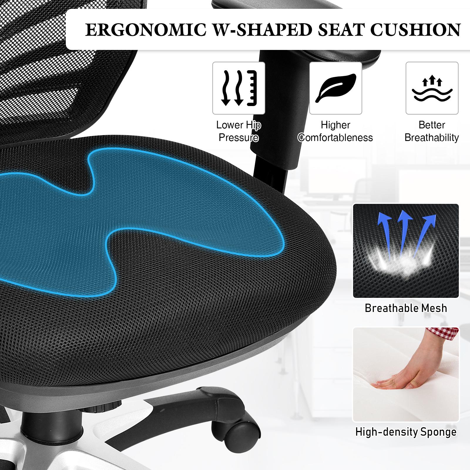 Giantex Mesh Office Chair, 3-Paddle Control, Lumbar Support, Adjustable Armrest and Backrest, Ergonomic Mid-Back Reclining Executive Chair for Working, Gaming (Black)