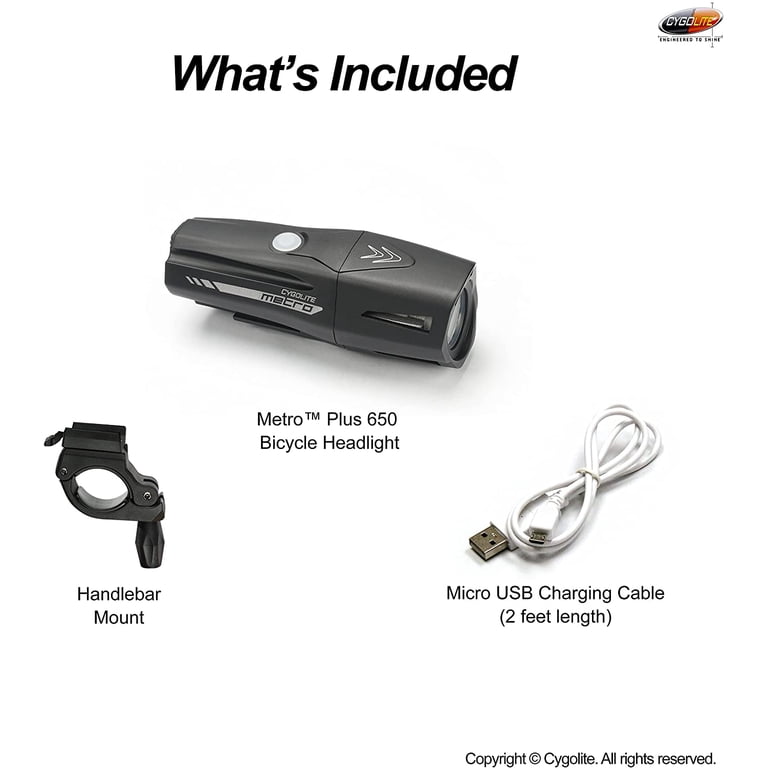 Cygolite Streak 600 Lumen Bicycle Light - 7 Light Modes, USB-C Rechargeable, IP67 Waterproof For Road & Mountain Bikes