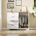 thumbnail image 7 of 43.3" Armoire Wardrobe Closet with 4 Drawers and 2 Doors, Wooden Dresser with Hanging Rod, Multifunctional Storage Cabinet for Bedroom, White, 7 of 7