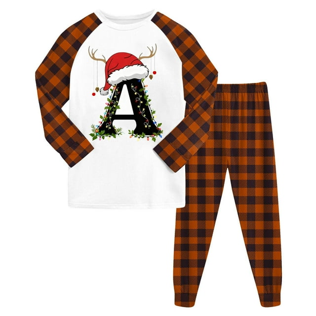 Ketyyh-chn99 Pyjama de Fête pour Garçons Ensemble Garçons et Filles Pantalon Long Coupe Régulière à Manches Longues Col Rond Lettres 3D Imprimées Taille pour 6-7 Ans, Rose