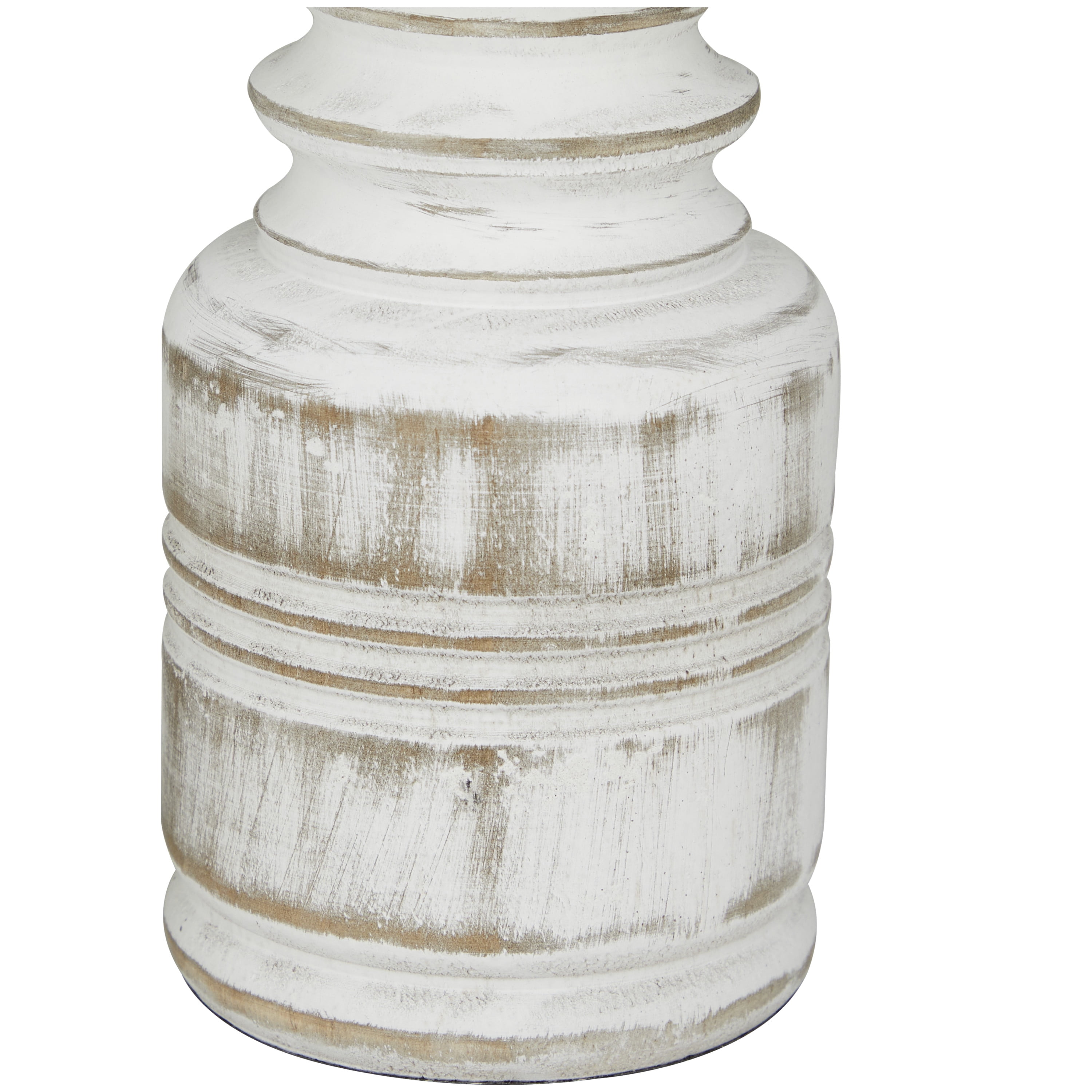 DecMode 3 Candle White Wood Distressed Pillar Candle Holder, Set of 3
