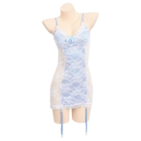 

YAGHYAGH Womens See Through Lace Sheer Strappy Chemise Nightdress Babydoll Lingerie