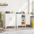thumbnail image 2 of Metal Tool Storage Cabinet with Doors and Adjustable Shelves, Small Locking Garage Storage Cabinet, White Steel Tool Cabinets with Leveling Feet for Garage, Basement, Office, Utility Room, 2 of 7