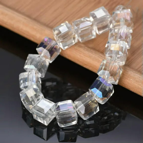 U8MO 3mm 4mm 6mm 8mm 10mm Cube Faceted Crystal Glass Loose Craft Beads DIY Jewelry-8mm(30pcs)-Clear AB