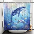 thumbnail image 4 of Summer Ocean Whale Shower Curtain for Bathroom,Blue Turtle Coral Coastal Sea Nautical Shower Curtain with Hooks,72"x72" Inch, 4 of 5